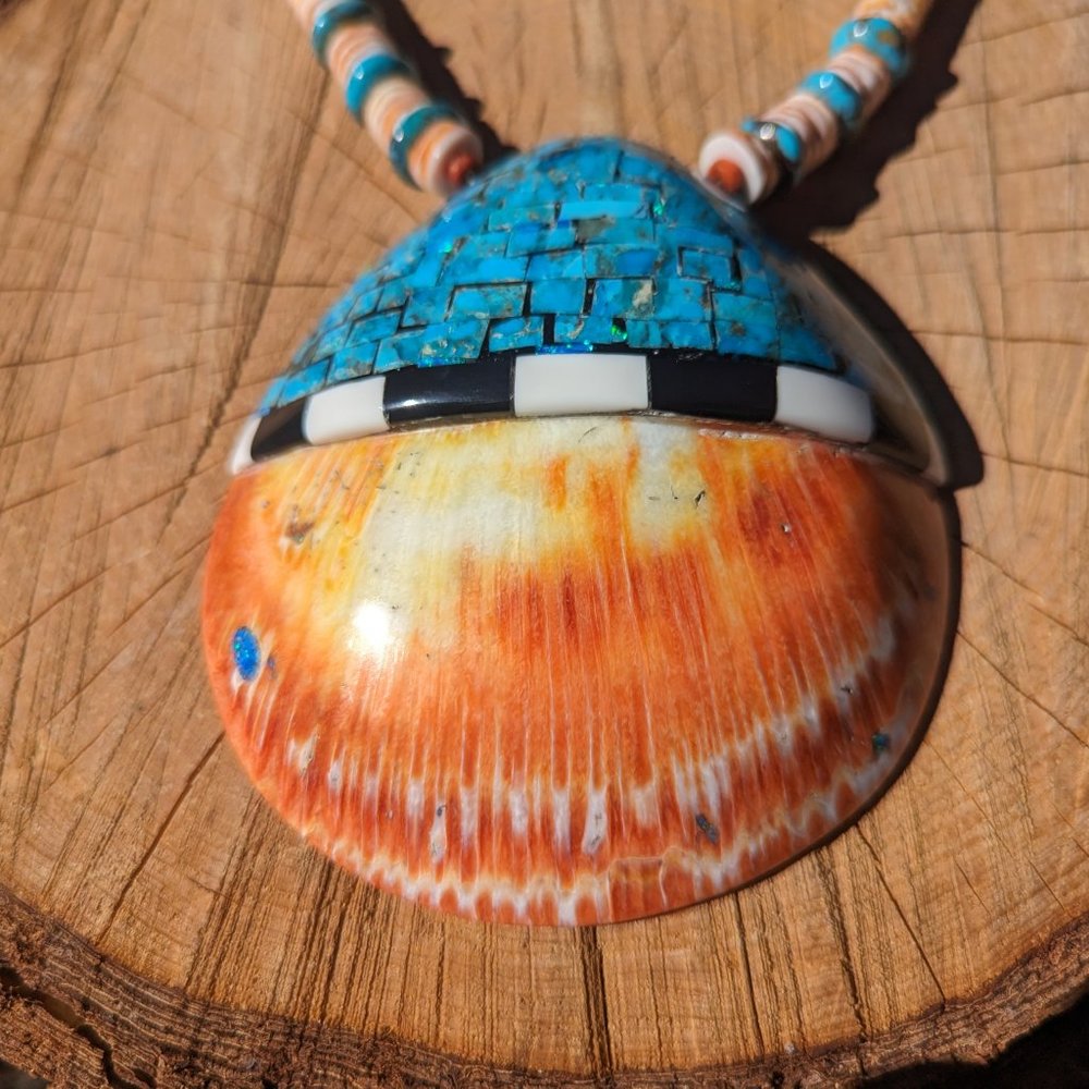 Native American Necklace Santo Domingo Kewa Natural Turquoise Heishi Jewelry *** - Picture 3 of 10